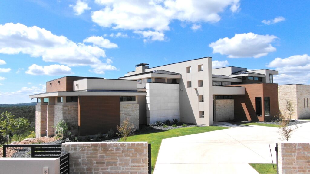 Arbona custom home, aerial view